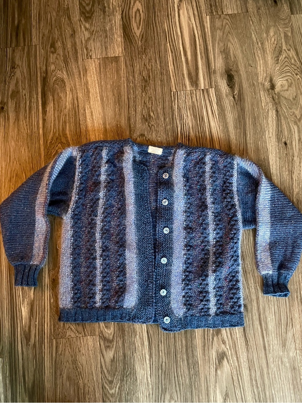Vintage Handmade Blue Purple Cardigan Mohair Wool
